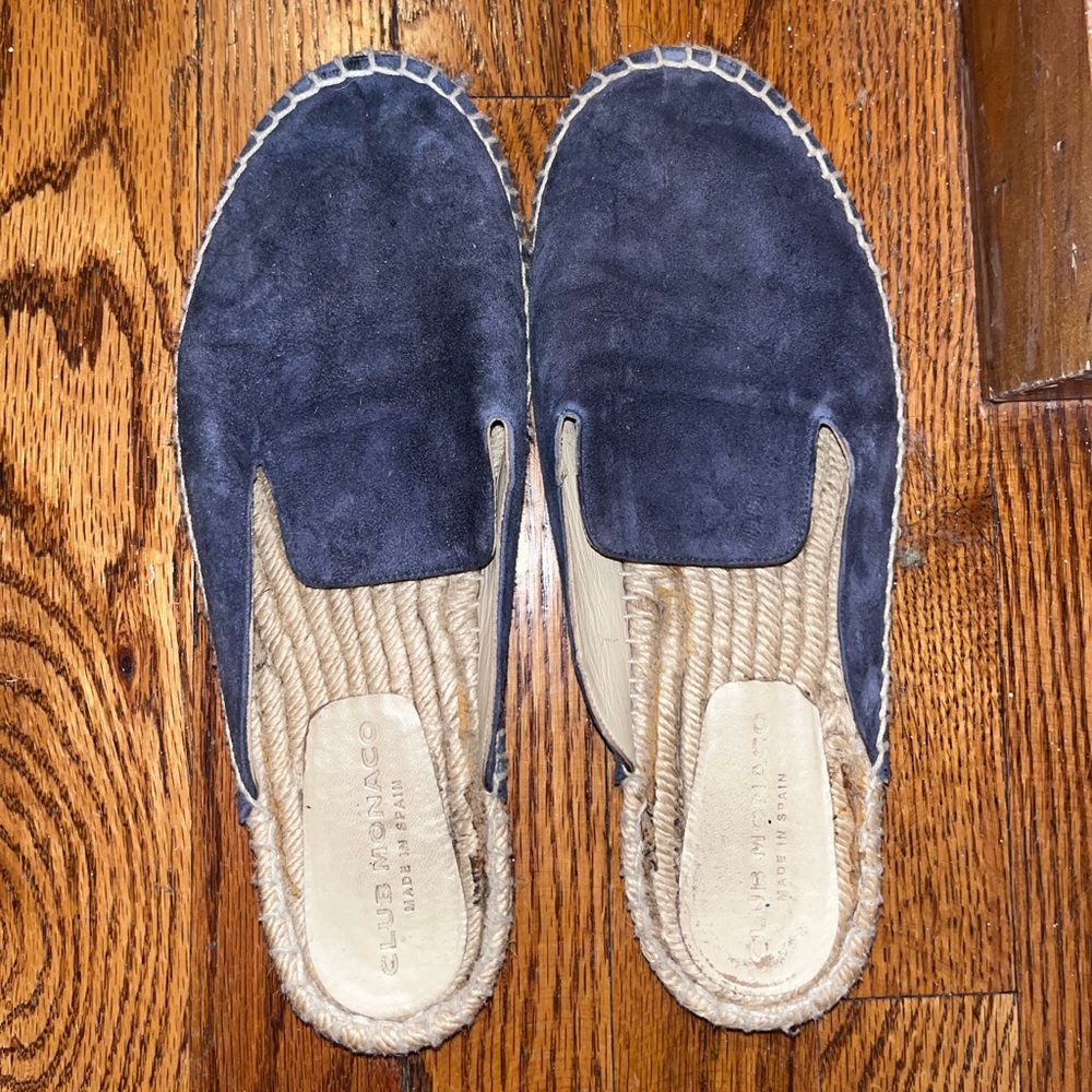 Club Monaco Blue Suede Mule Espadrilles